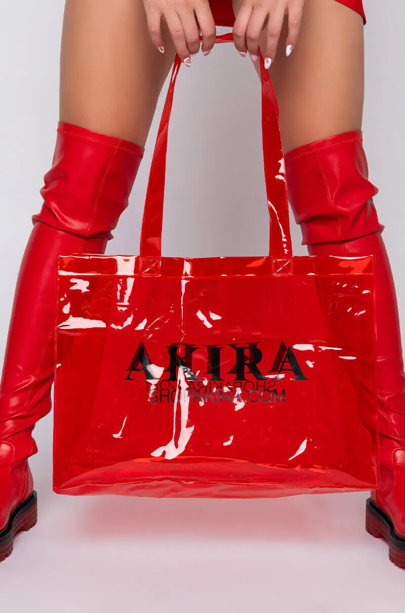 AKIRA PVC SHOPPING BAG IN RED