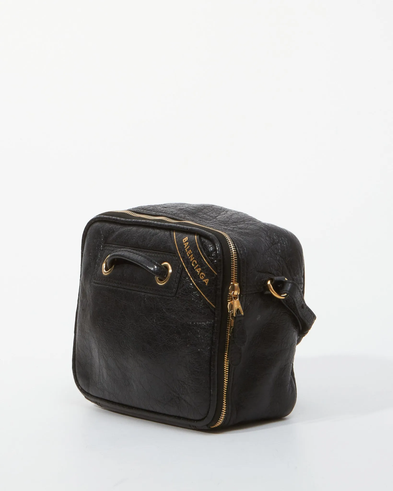 Balenciaga Black Leather Blanket Square S Bag