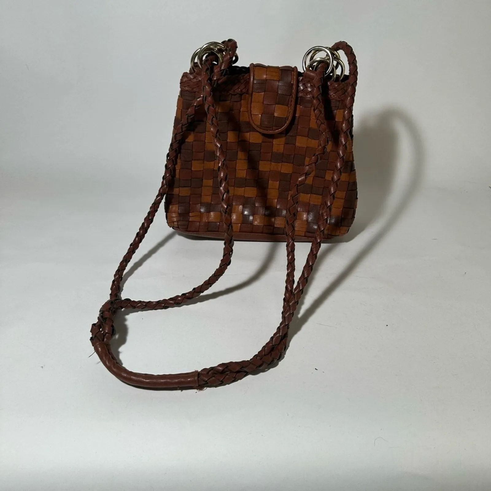 Brown Woven Leather  Bag