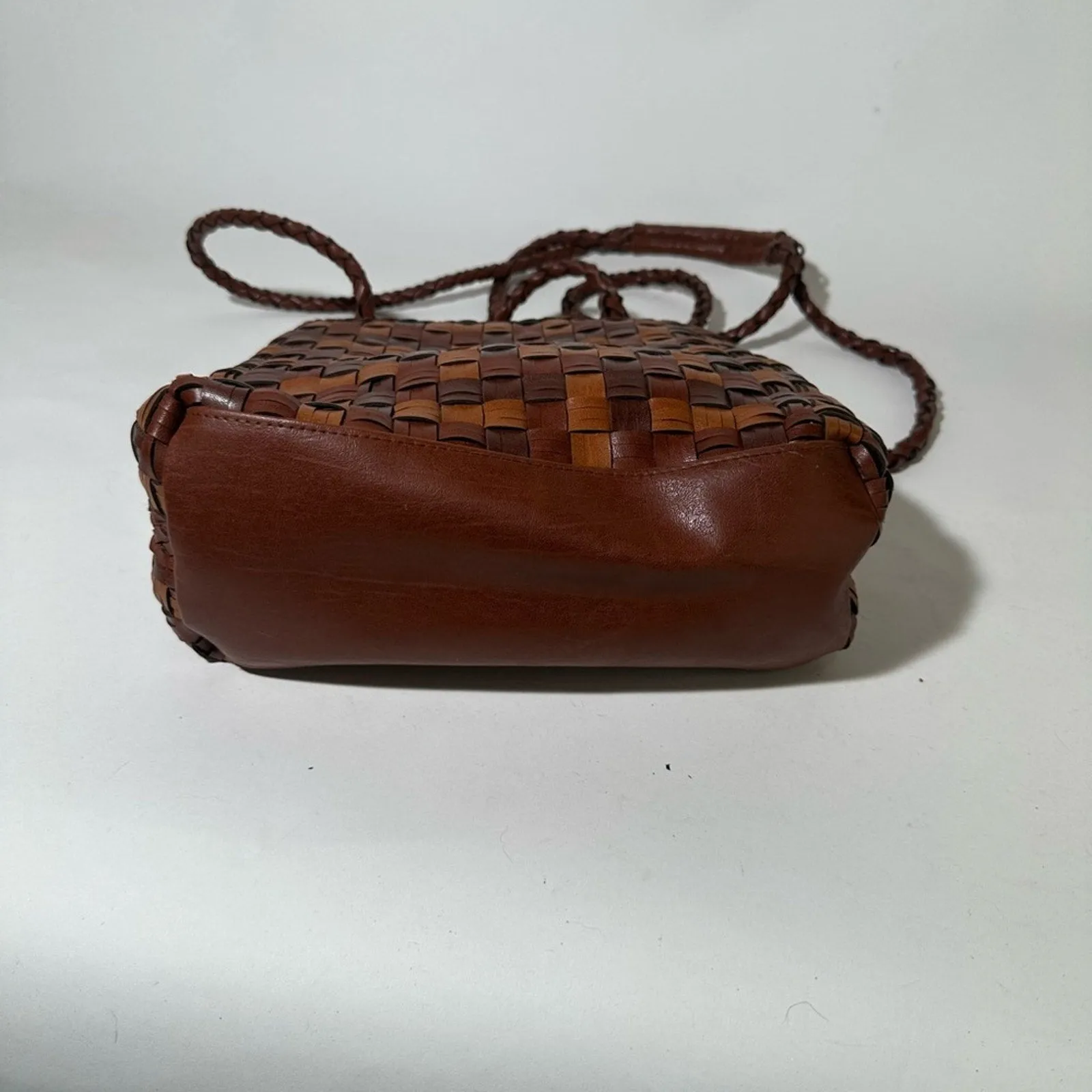 Brown Woven Leather  Bag