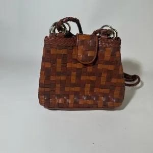 Brown Woven Leather  Bag