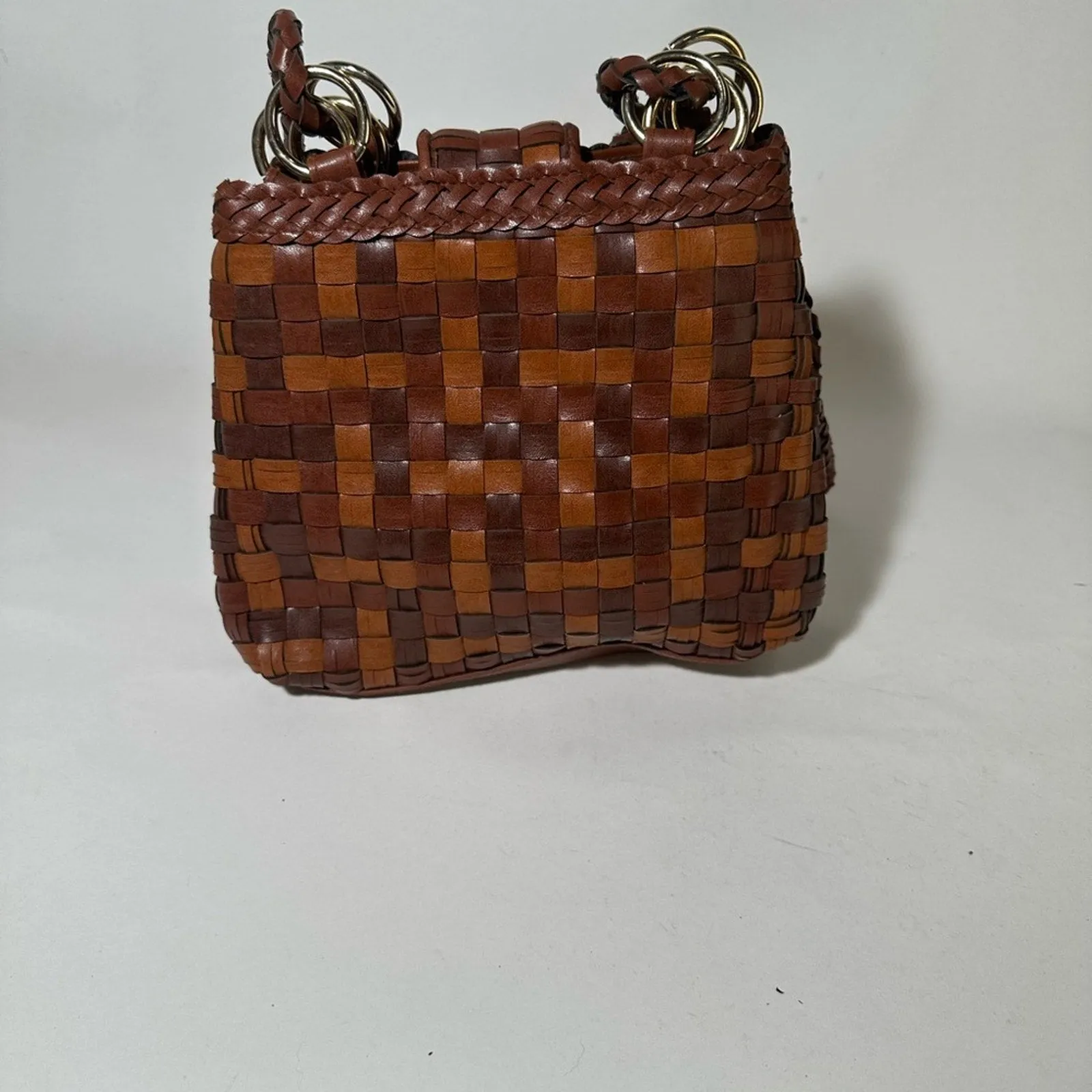 Brown Woven Leather  Bag