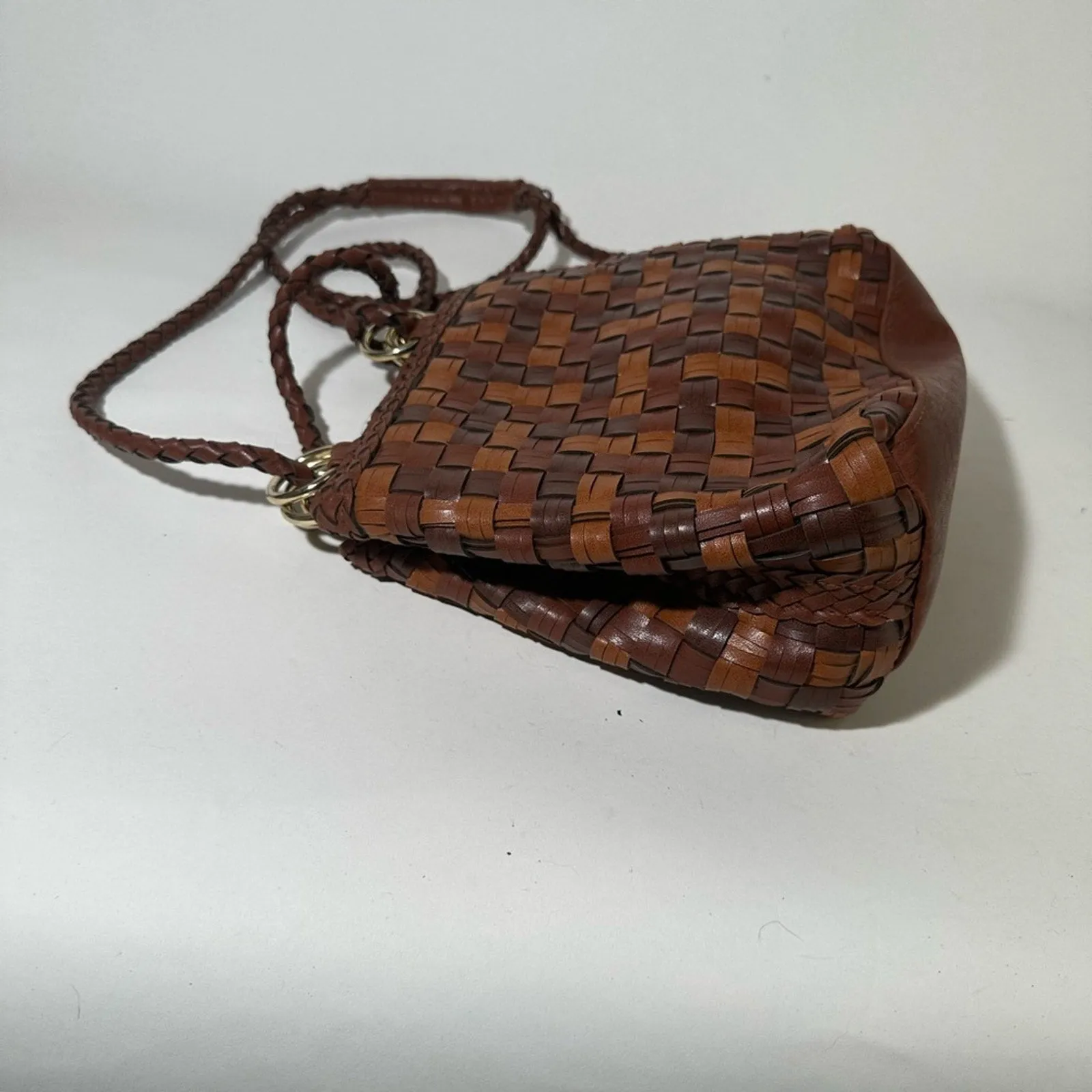 Brown Woven Leather  Bag