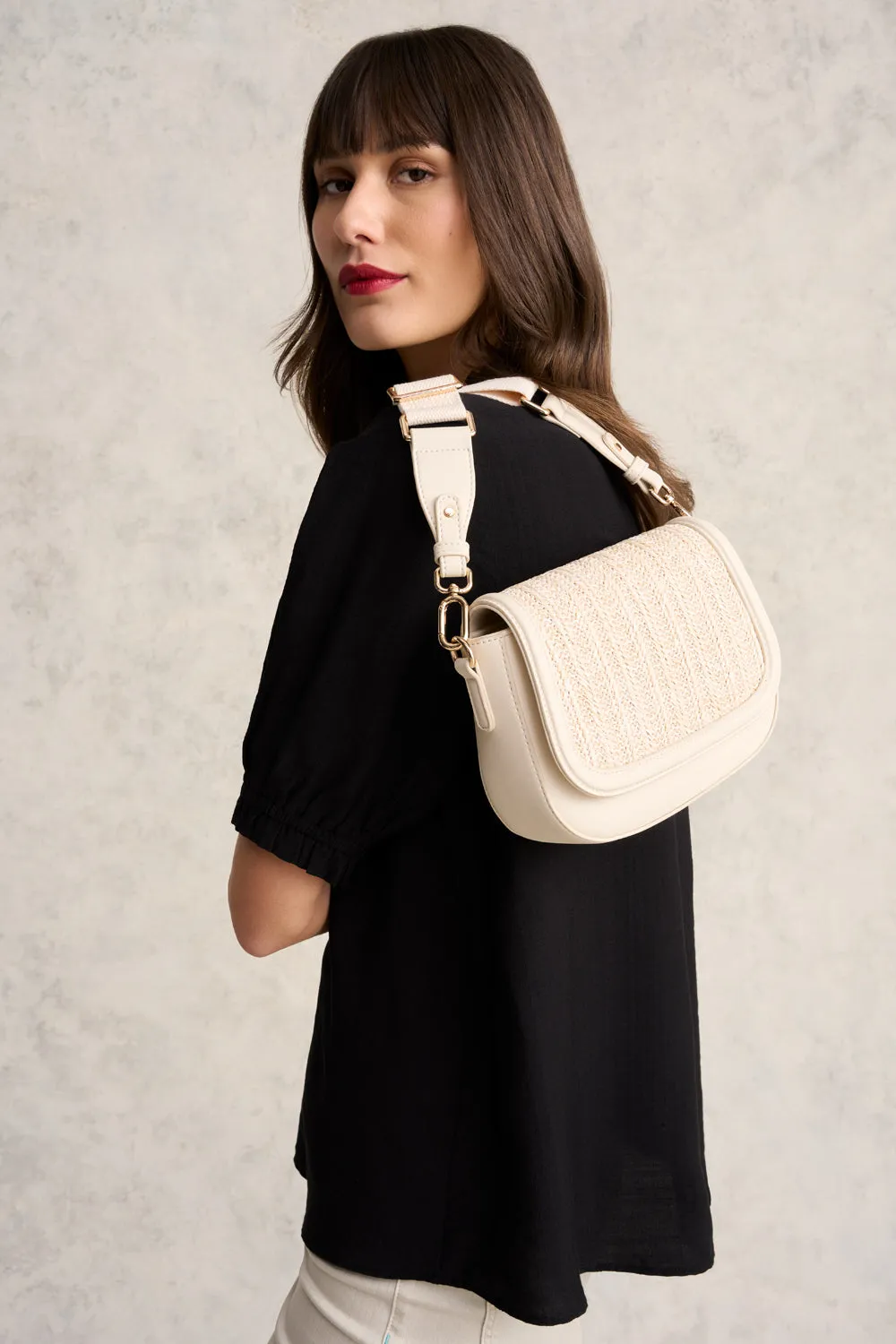 Chloe Woven Crossbody Bag - Birch