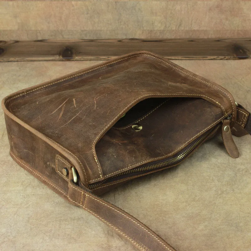 Crazy Horse Leather Casual Simple Shoulder Bag Leather Messenger Bag