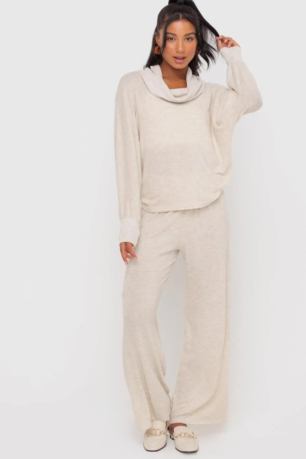 Fold Over Loung Pant (Oatmeal)