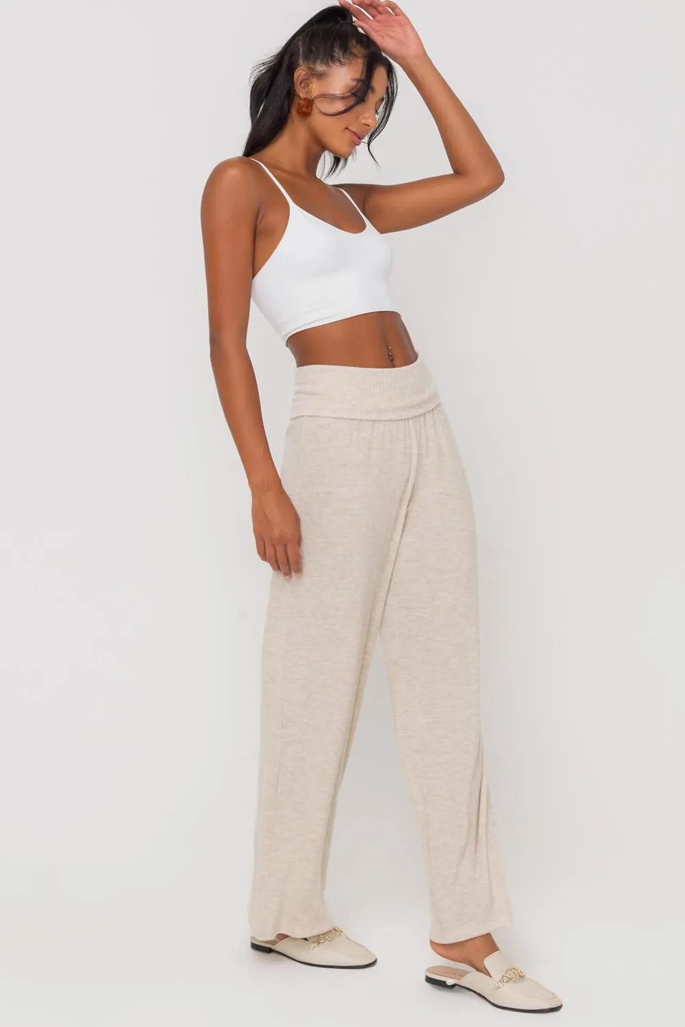 Fold Over Loung Pant (Oatmeal)