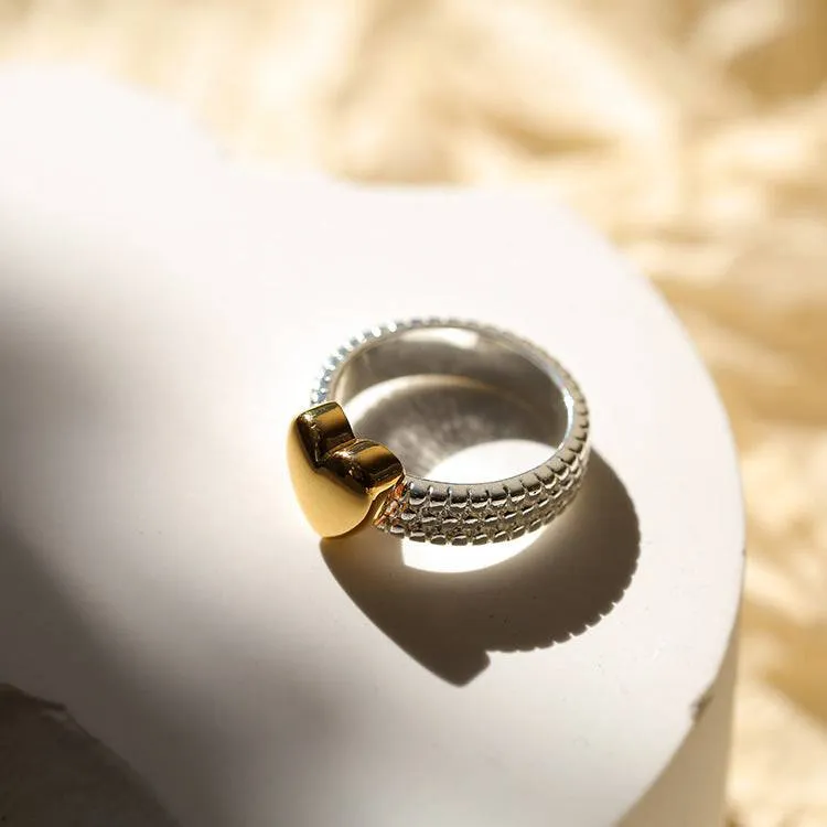 Heart Medallion Textured Triple Row Ring