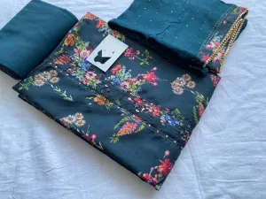 Linen Cotton Dress Material with Pure Chiffon Dupatta