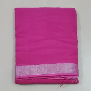 Linen Cotton Saree with Silver Zari Border
