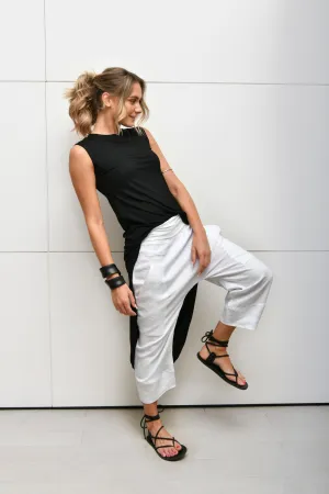 Linen Fold Over Waist Pant
