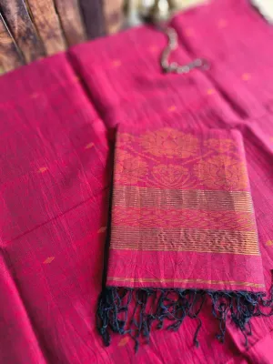 Magenta Jamdani Linen Cotton 2 pc Dress Material