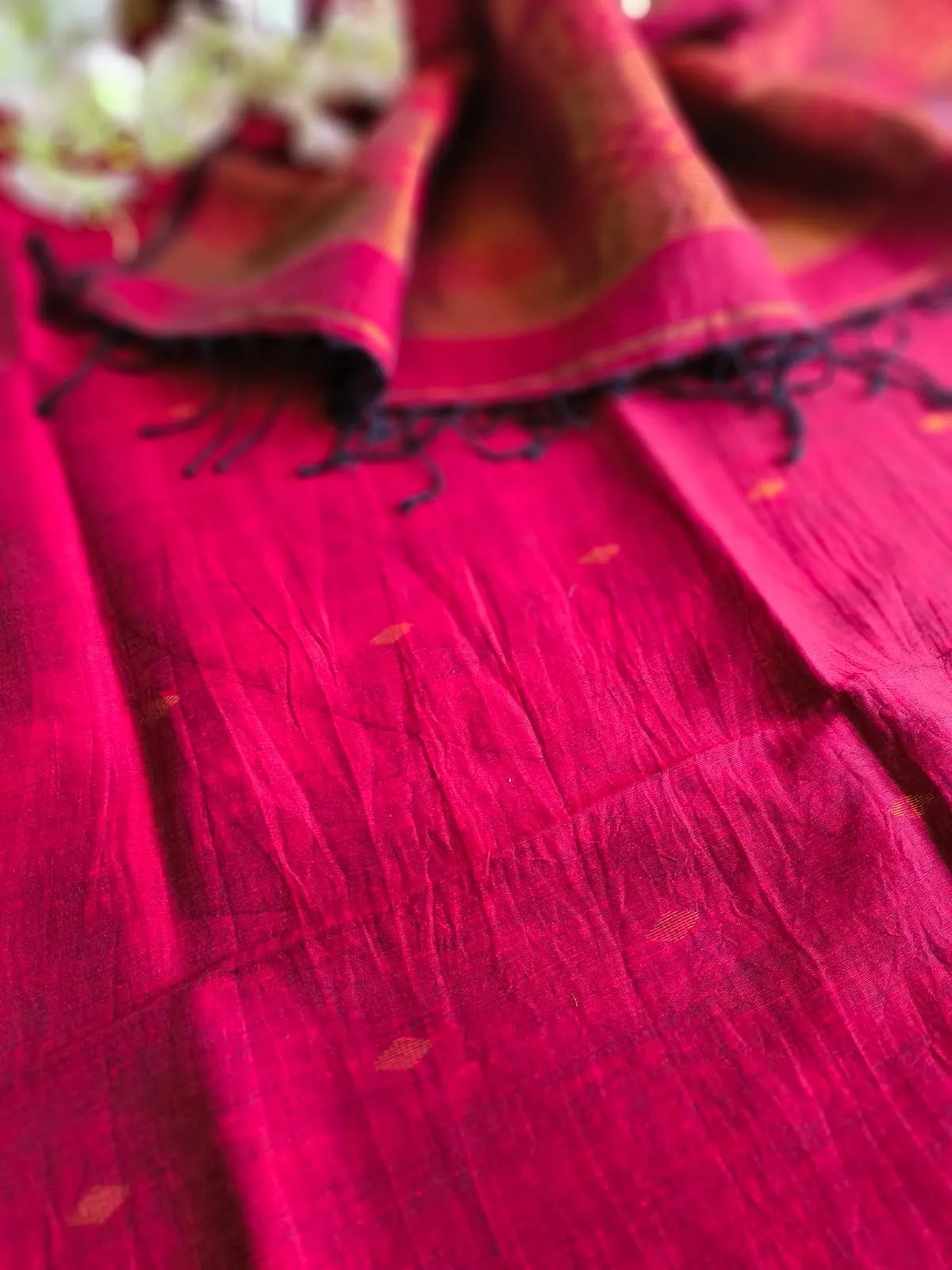 Magenta Jamdani Linen Cotton 2 pc Dress Material