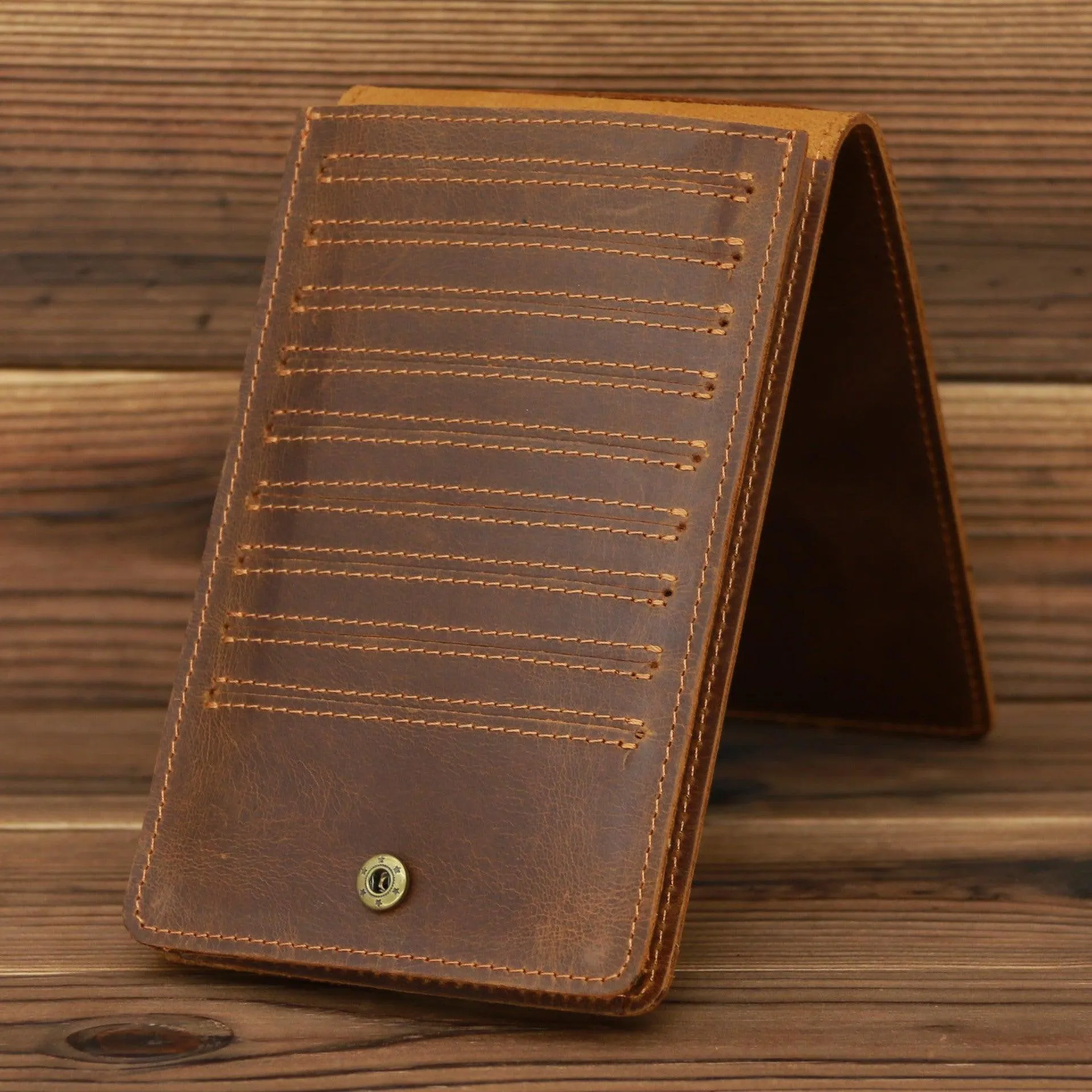 Men's Simple Leather Long Phone Bag