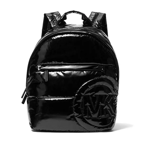 MICHAEL KORS Rae Medium Quilted Metallic Nylon Backpack In Silver