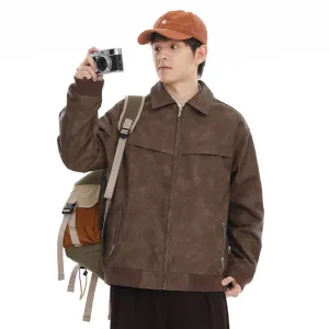 Retro Distressed Leather Coat Men And Women