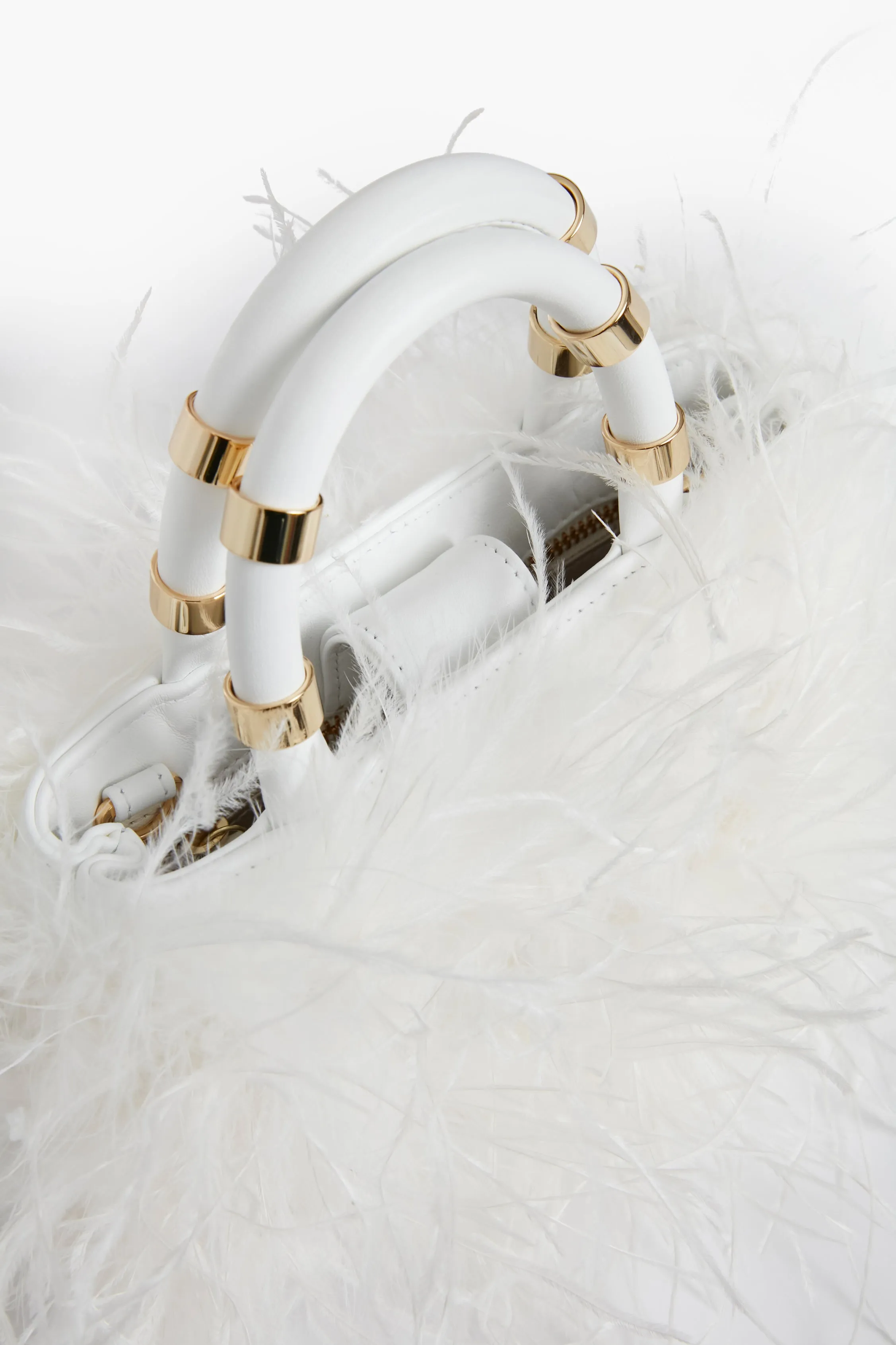 White Emily Feather Bag